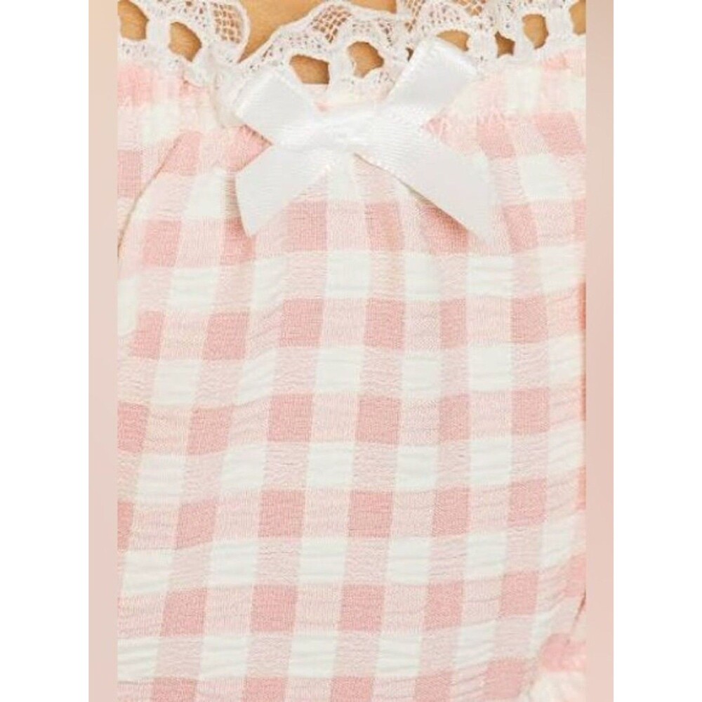 For Love & Lemons Pink Petal Gingham Panty | S |  NWT - Picture 2 of 10